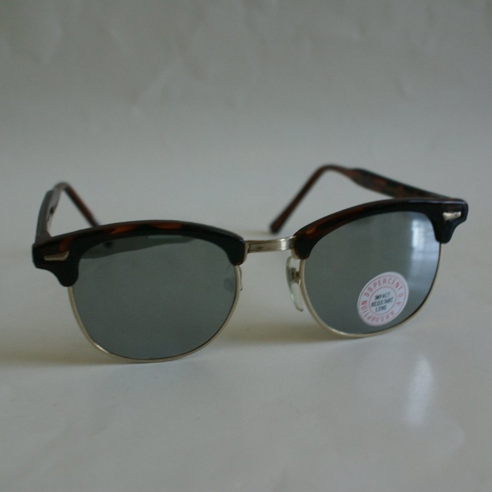 NWT True Vintage Retro Fashion Soho/Clubman style sunglasses w/mirror GLASS lens